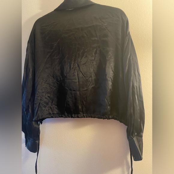 Zara Black satin Button Down Shirt - Picture 2 of 4